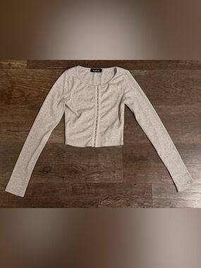 Naanaa Light Gray Hook-Front Women’s Cardigan